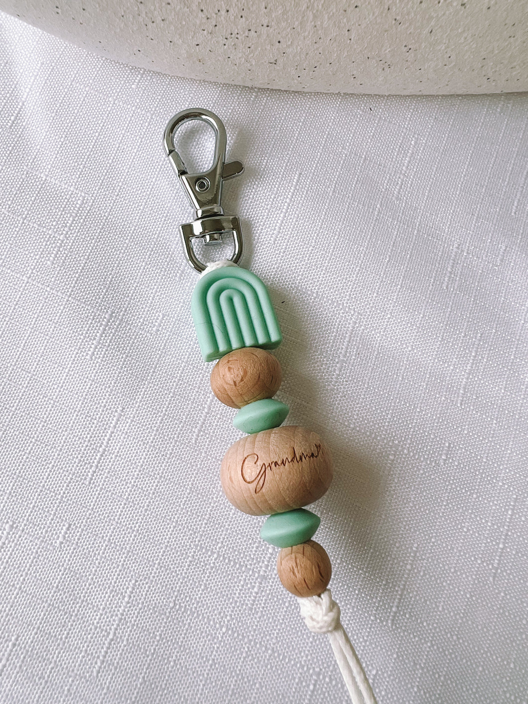 GRANDMA MINT BEADED KEYCHAIN